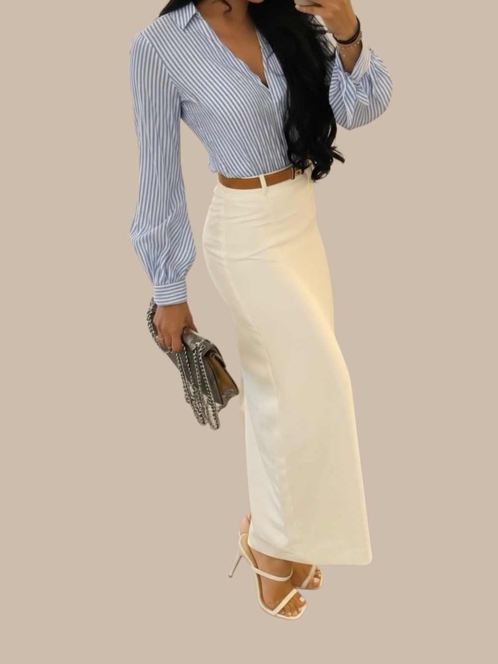Minimast — Commense Cream Pencil Skirt